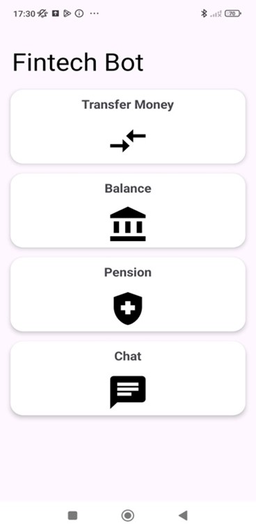 Figure 2. Fintech Bot user interface 