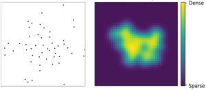 Figure 1: coverage display methods. Left = individual drone point display. Right = heat-map representing coverage