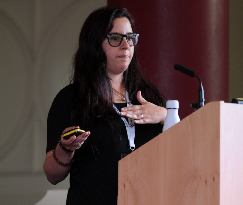 Dr Maria Galves Trigo gives a talk in the Great Hall