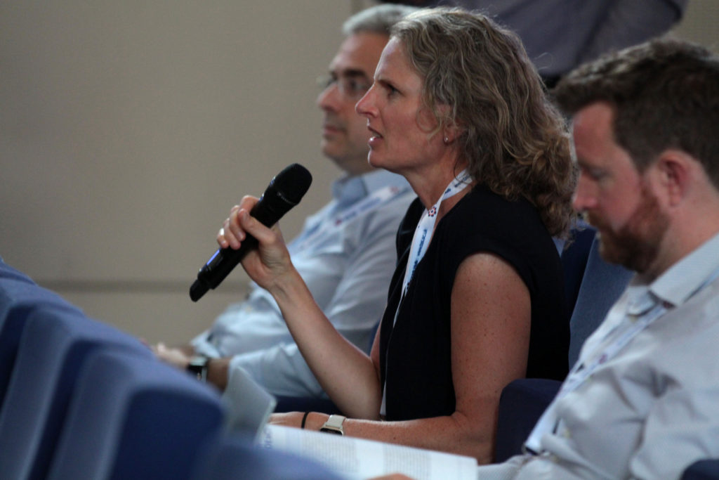 Professor Helen Hastie asks a question during a talk