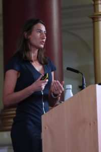 Dr Justyna Lisinska gives a talk in the Great Hall