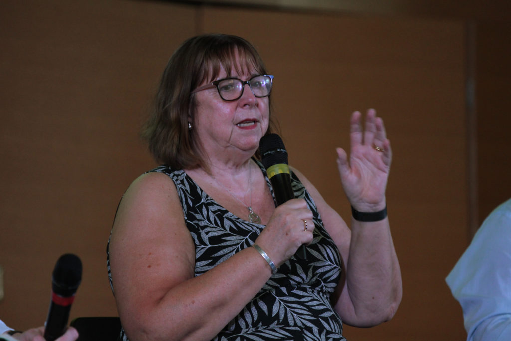 Dame Wendy Hall speaking into a microphone
